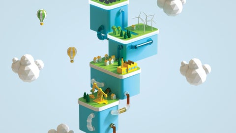 illustration of various energy production