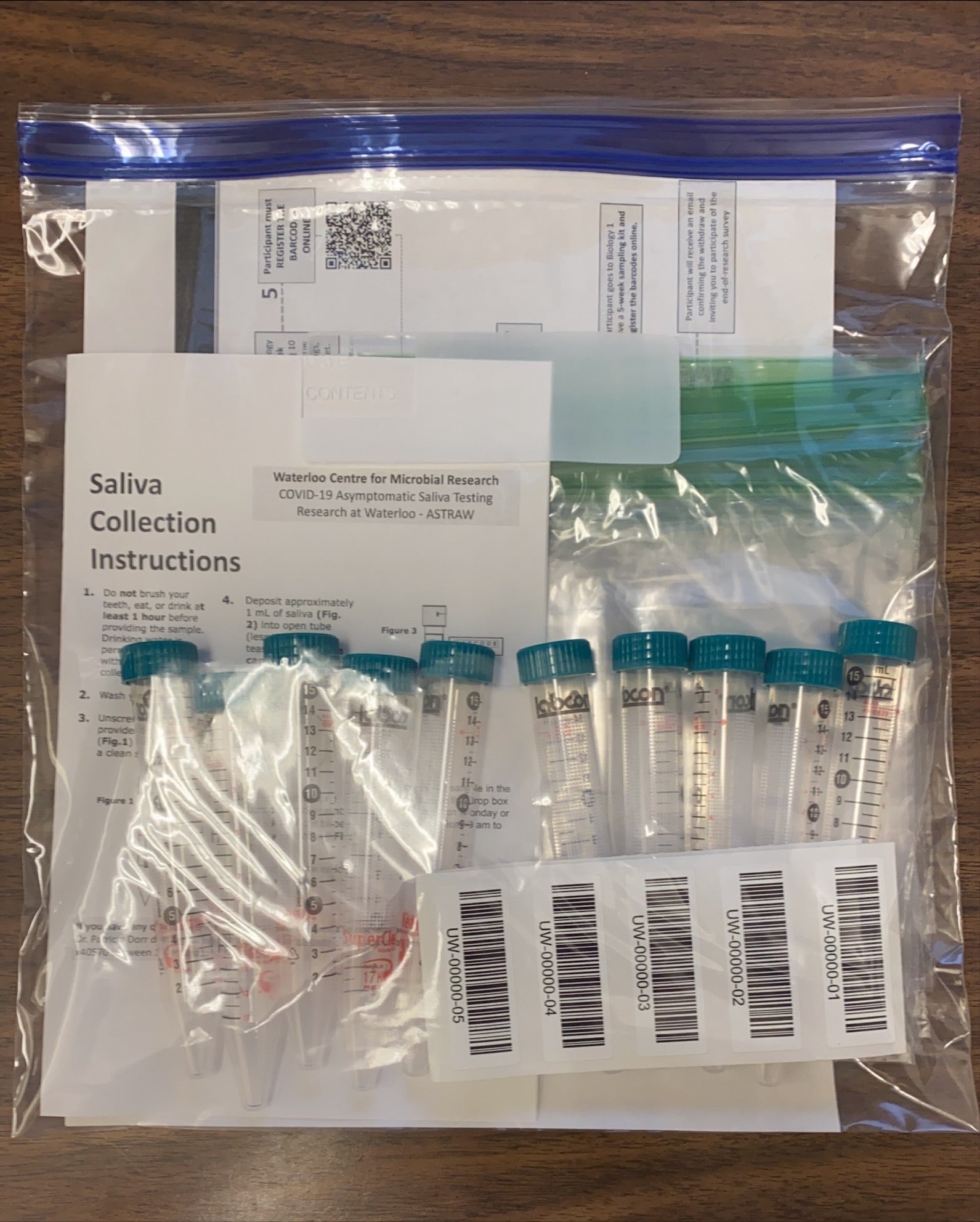 Saliva collection kits are assembled