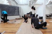 Students working in studio space