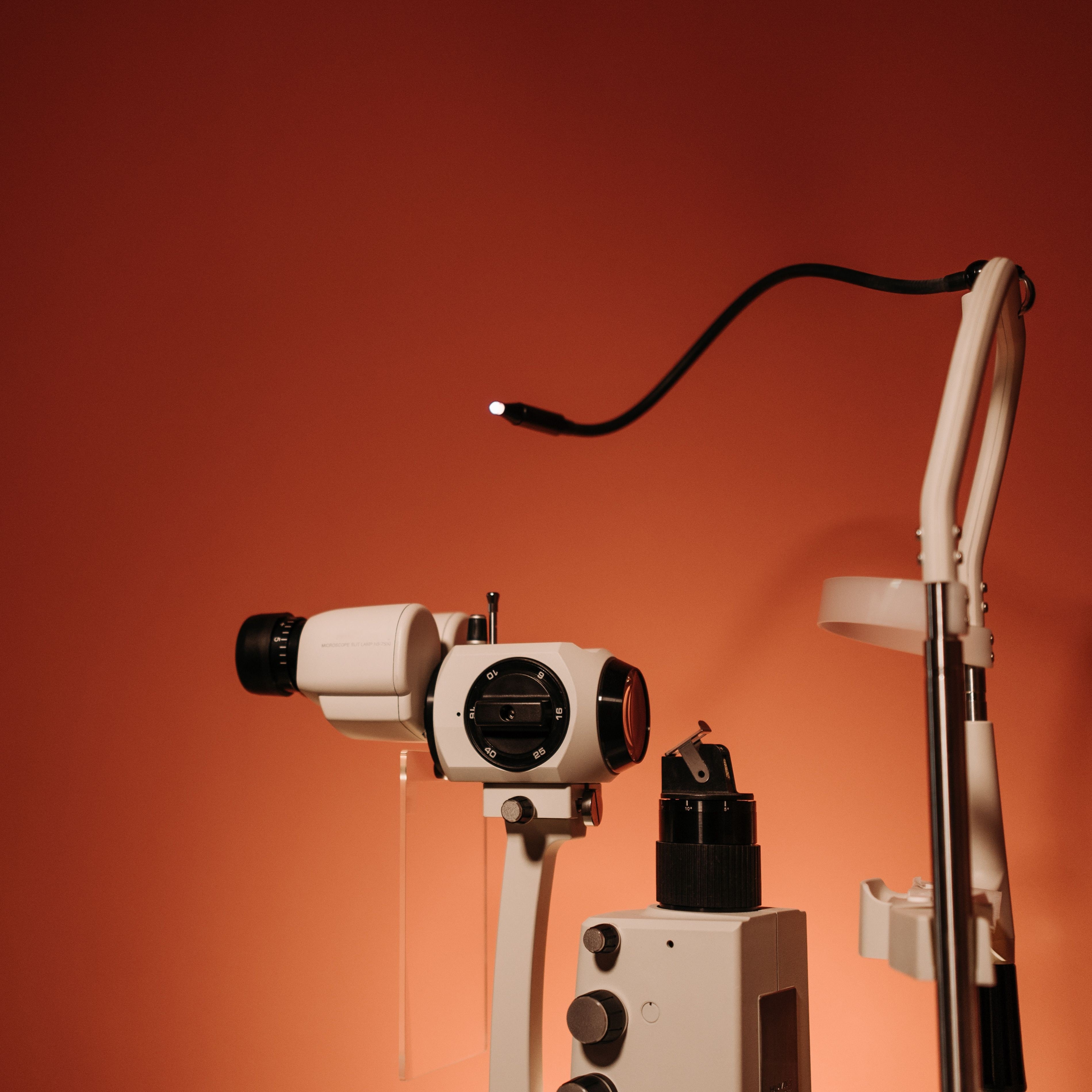 equipment in front of orange backdrop