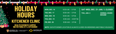 Kitchener clinic holiday hours