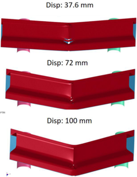 Dynamic three-point bend of hot formed AA7075-T6 rails