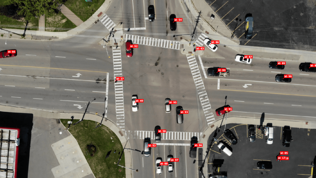 snapshot of busy intersection