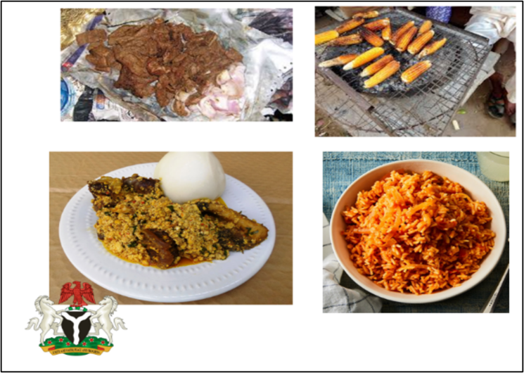 four plates of nigerian food