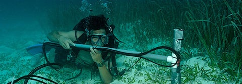 Student taking deep sea measurements