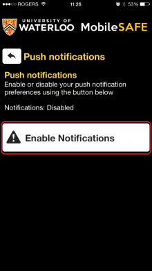 WatSAFE Enable Notifications button