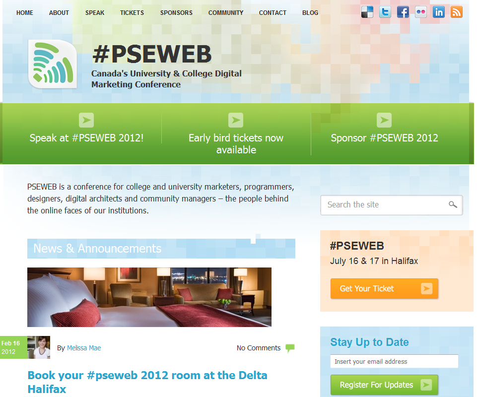 Screen shot of the Canada's University College Digital Marketing Conference website