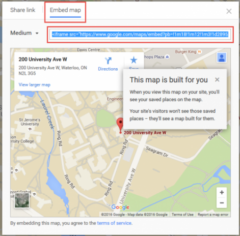 Embed tab in Google map.