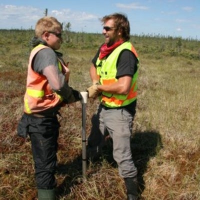  Scott Ketcheson and Tom Ulanowski retrieving peat core