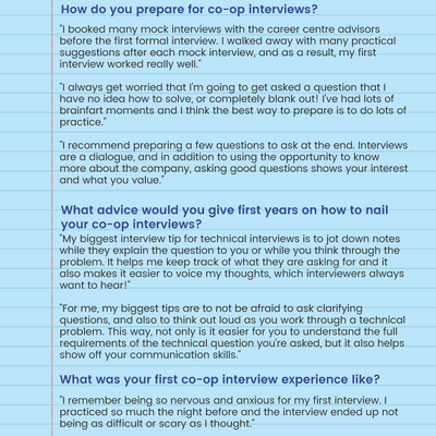 co-op interview advice from upper years