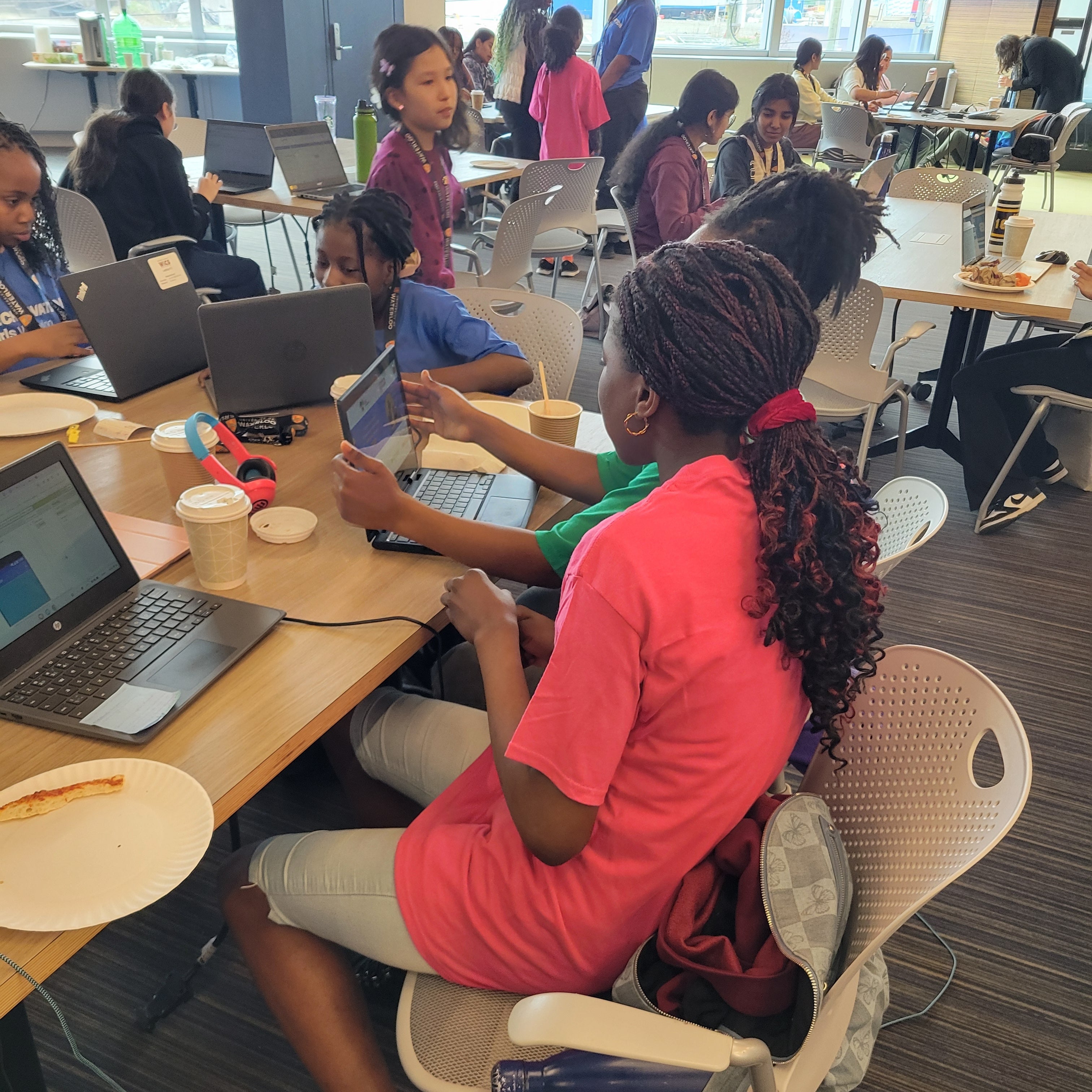 Team Digital Divas working on coding at Technovation Working Session 4
