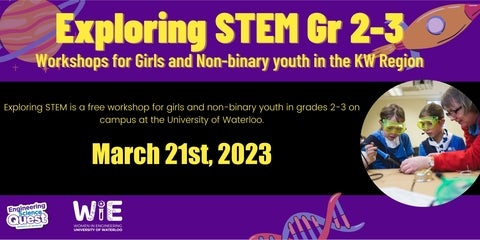 Exploring STEM Workshop for grade 2-3 on March 21st from 5:30pm-7:00pm