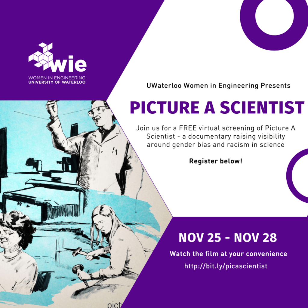 A poster for the Picture a Scientist event saying Register Below and the date of November 25 to November 28