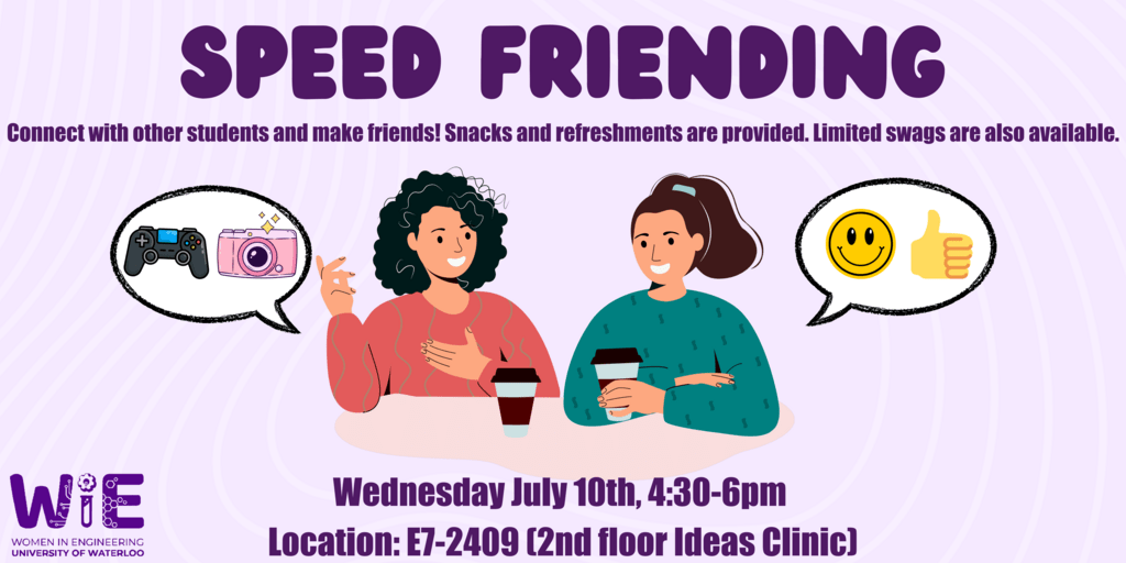 Event poster for WiE speed friending event