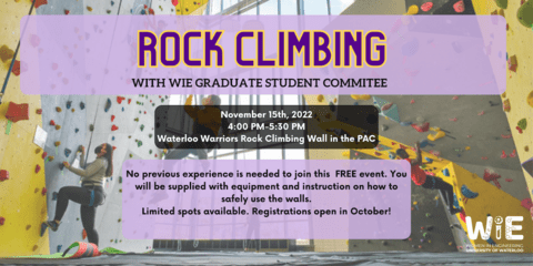 BANNER ABOUT ROCK CLIMBING WITH GRAD COMMITTEE ON NOV 16TH