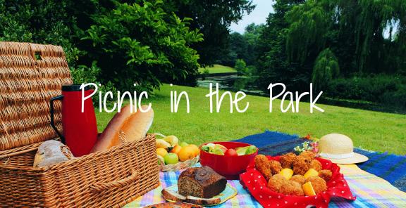 Picnic basket in the park photo
