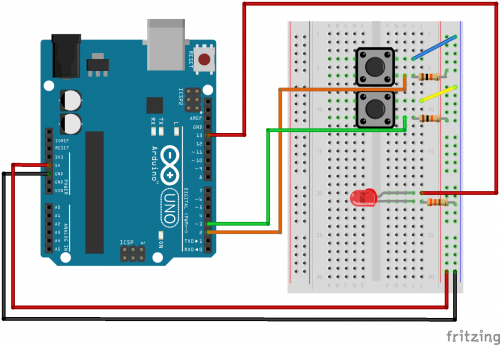 Arduino with push buttons diagram