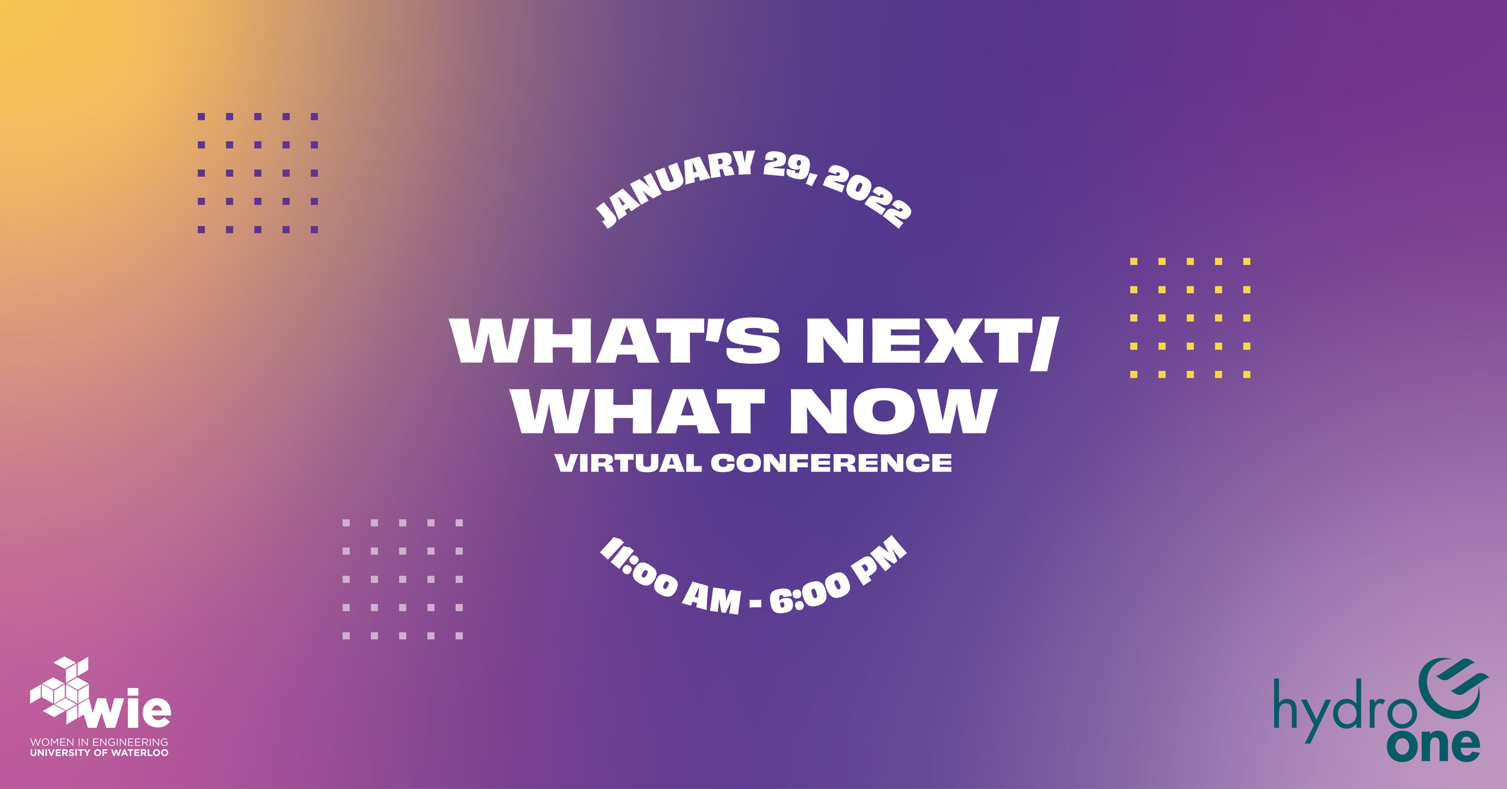 Post mentioning the What's Next What Now conference date, time, location, registrations open and HydroOne Logo