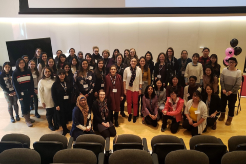 Group of students and mentors at the 2019 WiM Speed Networking Event