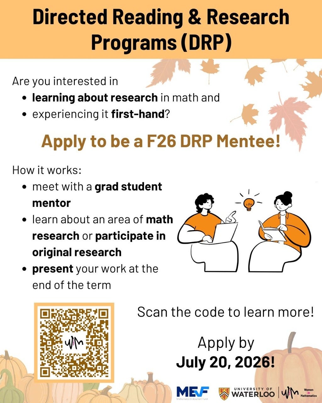 Fall 2026 DRP mentee poster with extended deadline