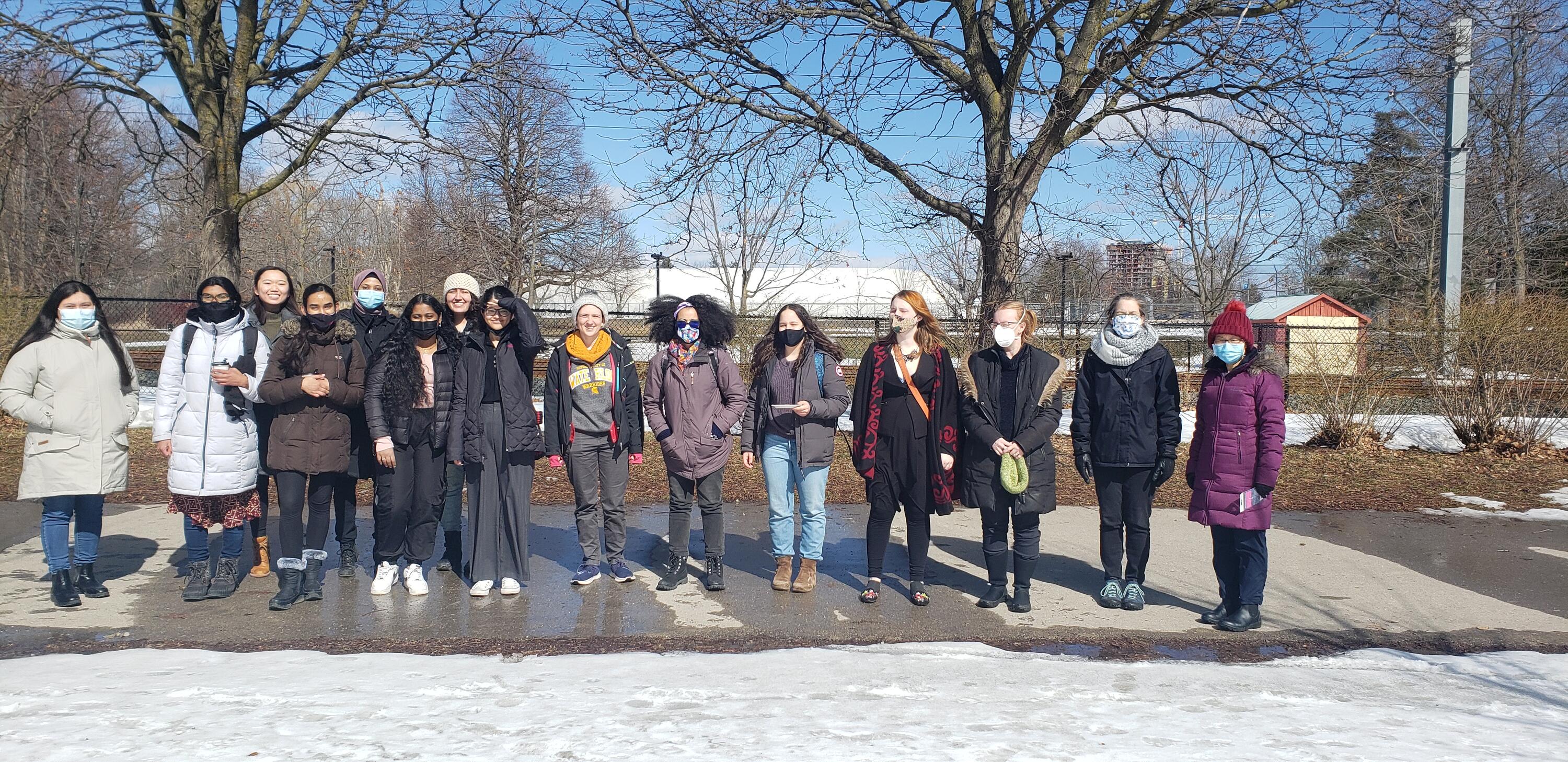Group of women gathered for International Women's Day walk