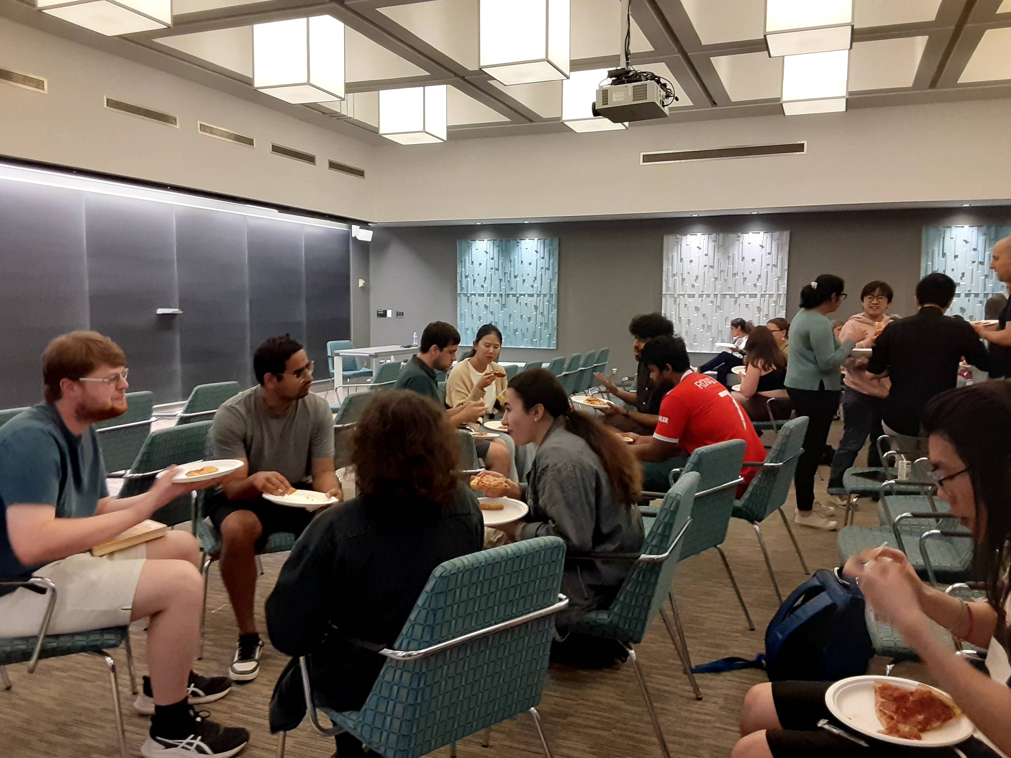 participants eating pizza