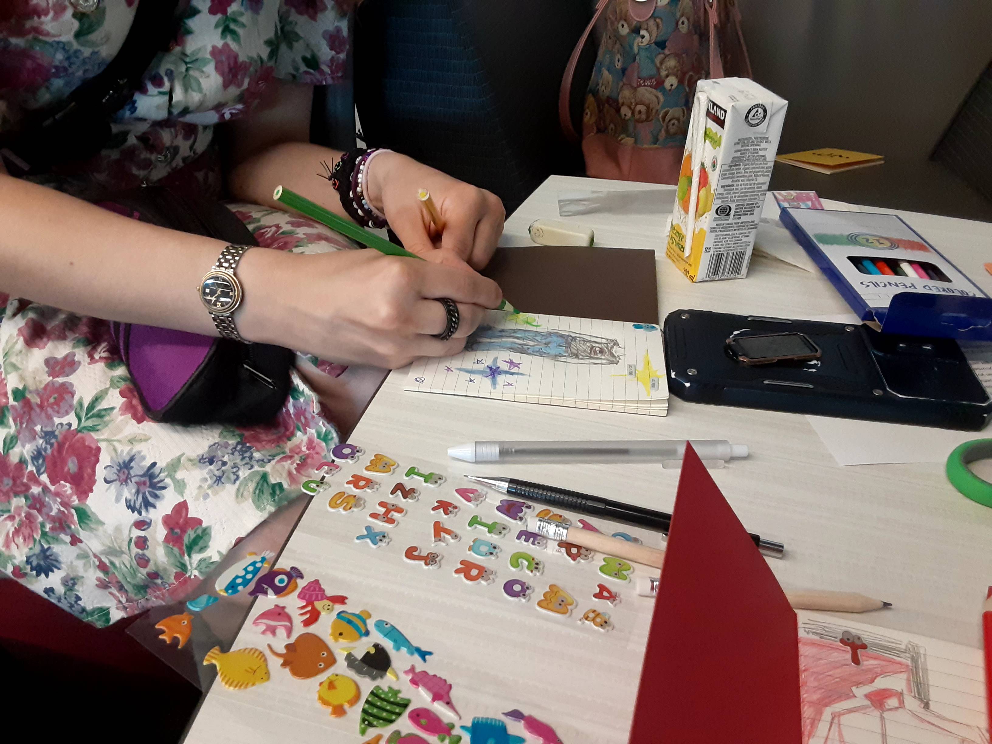 participant drawing in journal