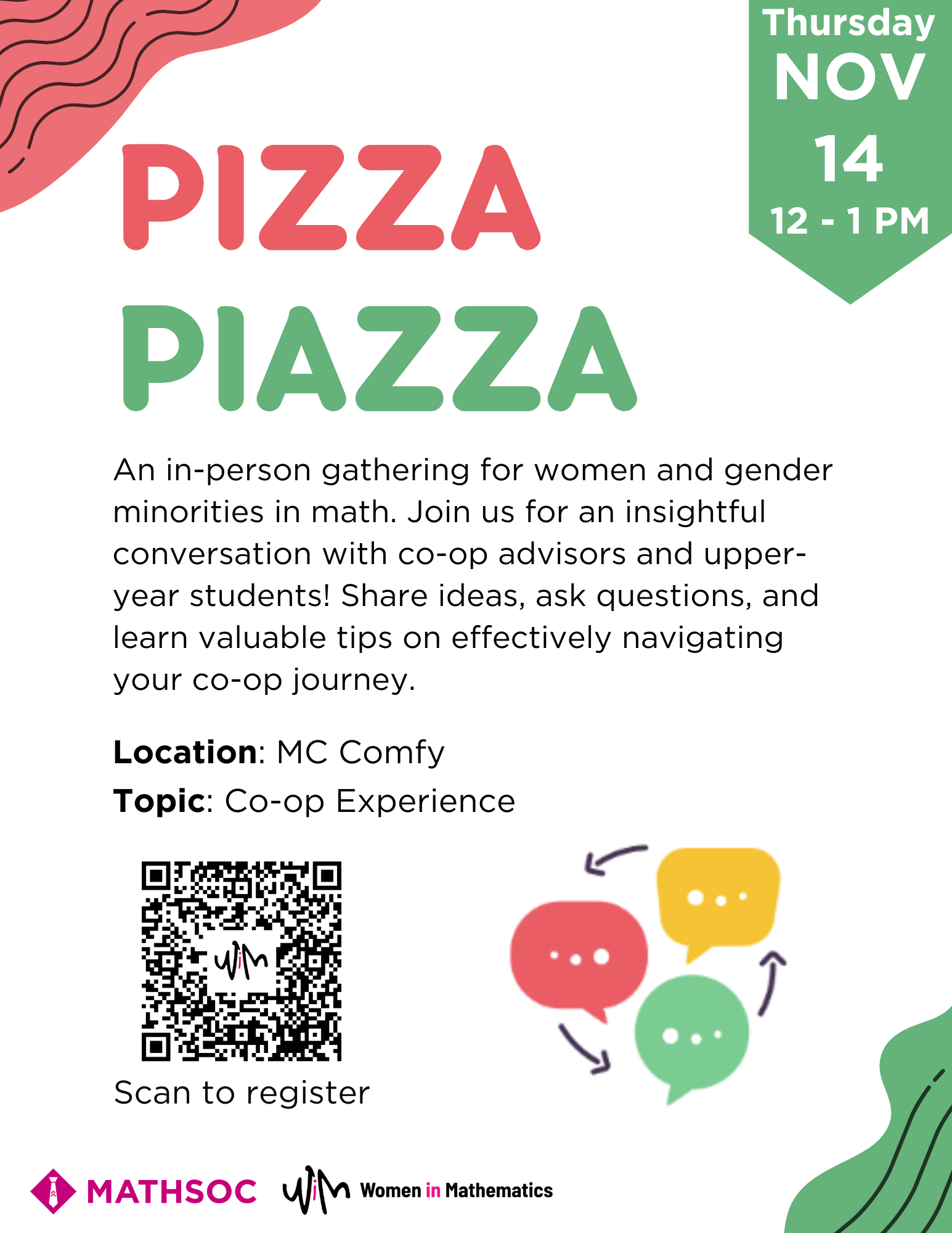 November Undergraduate Pizza Piazza poster