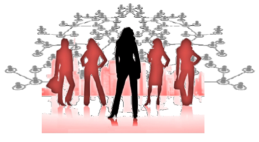 Five figures of standing women