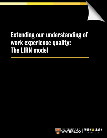Extending our understanding of work experience quality:  The LIRN model PDF cover