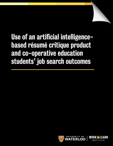 Use of an artificial intelligence-based résumé critique product and co-operative education students’ job search outcomes PDF cover