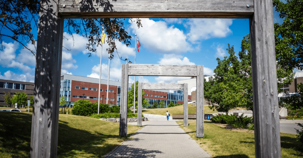 Entrance to University of Waterloo campus with Tatham Centre in the background