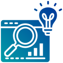 magnifying glass and light bulb icon