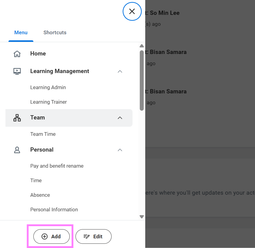 Screenshot with Add Apps Highlighted
