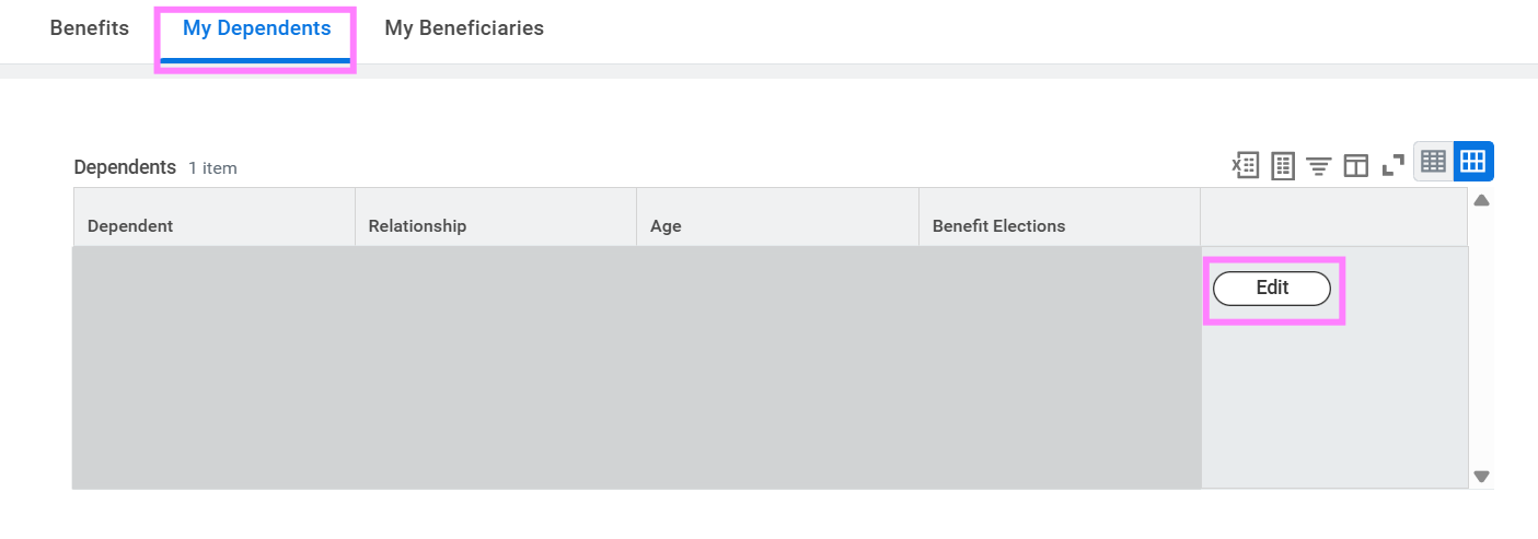 my dependents screen