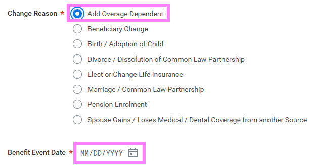 screenshot of overage dependent button