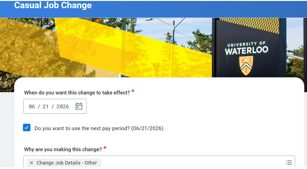 Casual Job Change Task Effective Date