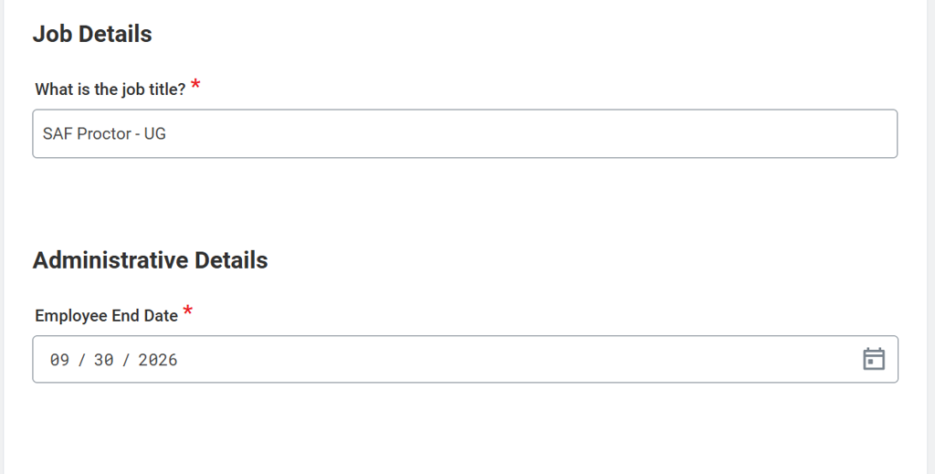 Casual Job Change Task Employee End Date