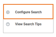 Screenshot with Configure Search highlighted