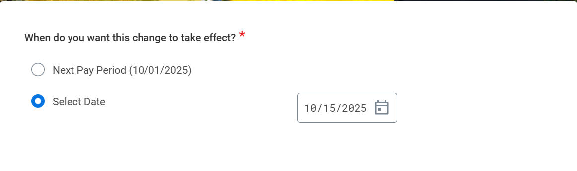 Start Job Change Effective Date