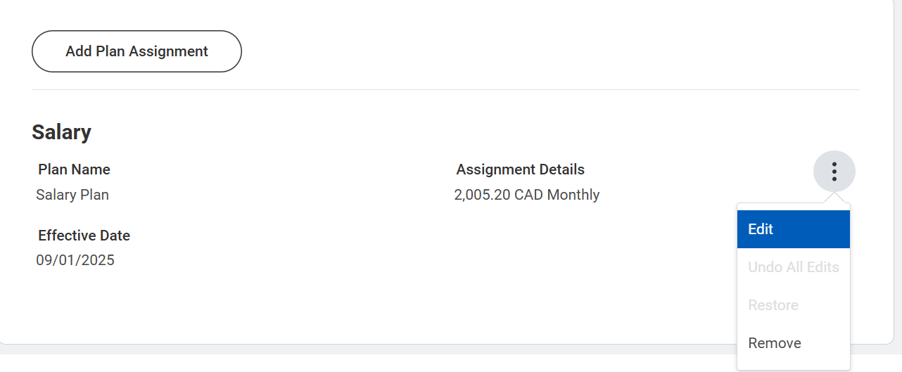 Start Job Change Salary Adjustment 