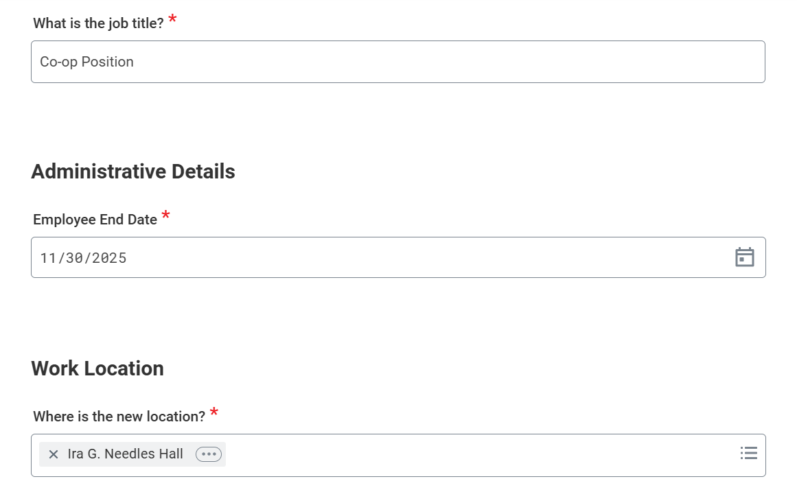 Start Job Change Job Details