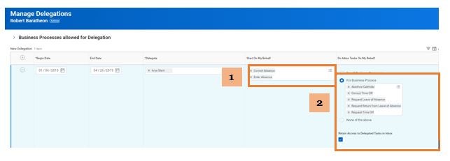 Screenshot of manage absence and leave tasks