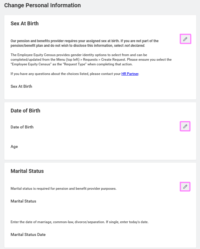 change personal info