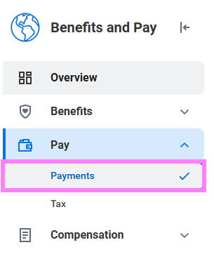 payments button highlighted