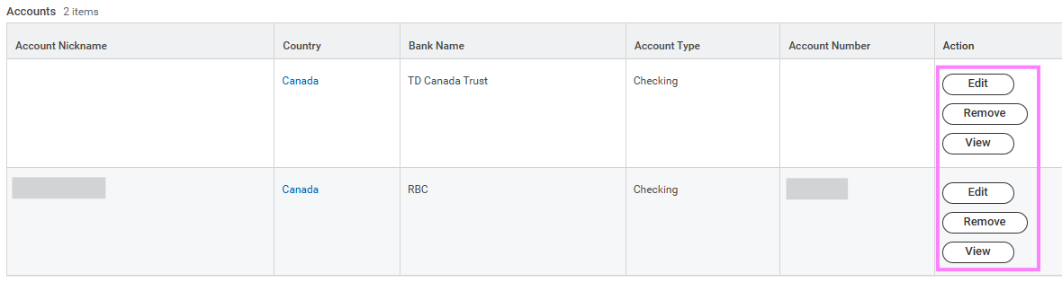 editing bank accounts
