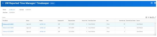 Screenshot of the report