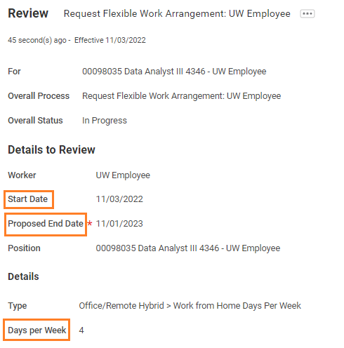 Screenshot of inbox review task with key fields highlighted