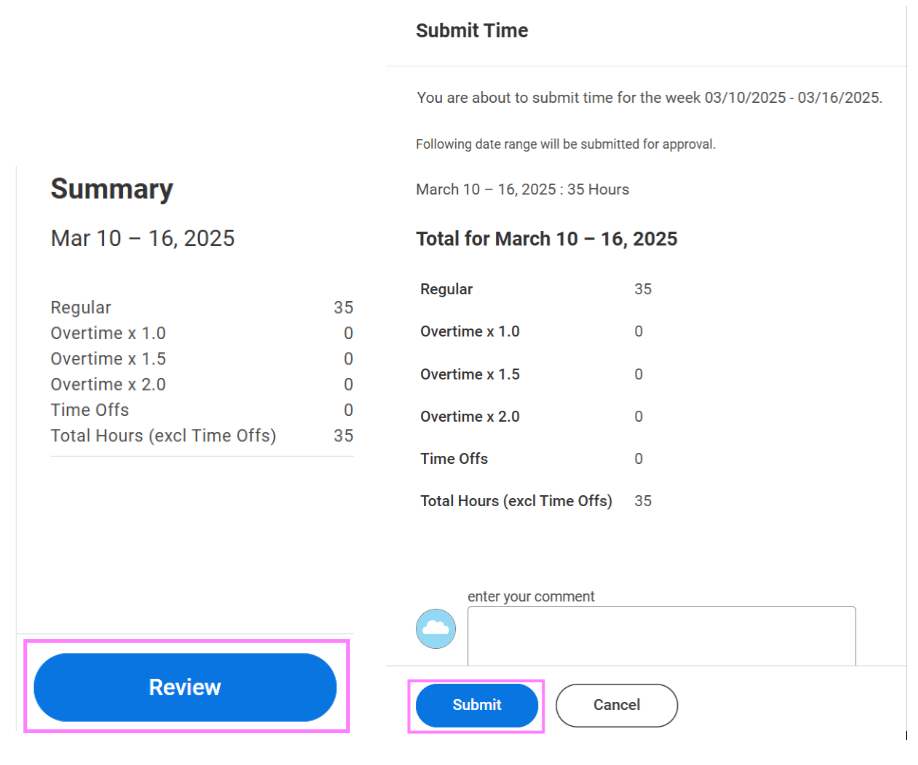summary and submit time for worker