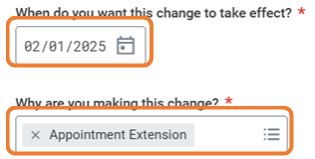 Effect Date --> Appointment Extension